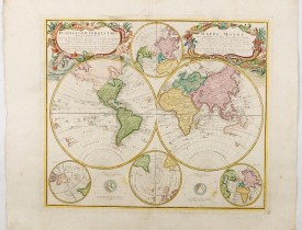 HOMANN HEIRS. -  Planiglobii Terrestris Mappa Universalis..  - Mappe-Monde qui represente les deux Hemispheres. . .