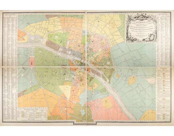 Plan des paroisses de Paris avec la distinction des parties éparses qui en dépendent dressé... par J. Junié, Ingén. Géogr. De Monseigneur l'Archeveque et géomètre des Eaux et forêts de ...