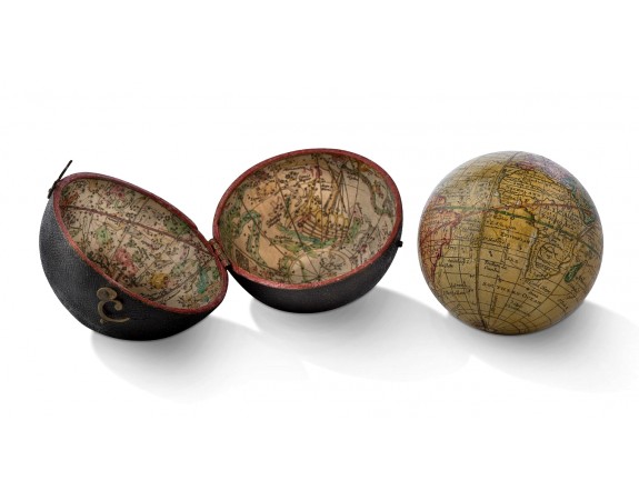 ANONYMOUS - Globe, Miniature, Terrestrial Pocket Globe in Celestial Case ANONYMOUS - Globe, Miniature, Terrestrial Pocket Globe in Celestial Case