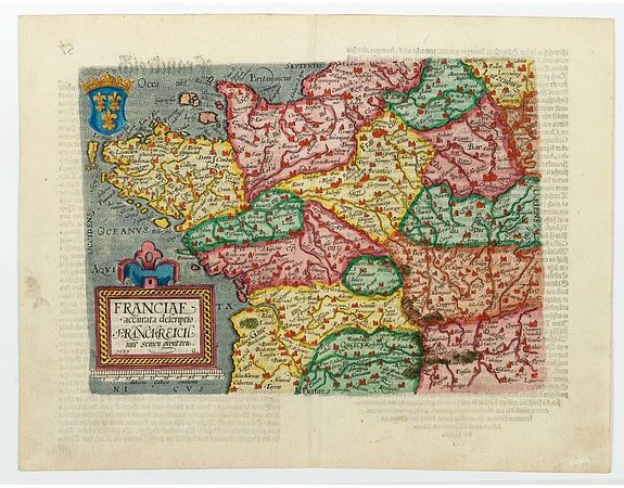 QUAD, M. - Franciae Accurata Descriptio / Franckreich mit seinen Grentzen. QUAD, M. - Franciae Accurata Descriptio / Franckreich mit seinen Grentzen.