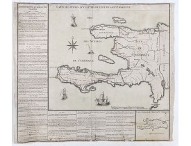 R.D.B. -  Carte des postes aux lettres de la partie française de l'isle de Saint-Domingue.