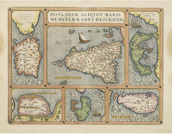 ORTELIUS, A. - Sardinia / Sicilia.. / Corfu / Zerbi.. / Elba / Malta.. ORTELIUS, A. - Sardinia / Sicilia.. / Corfu / Zerbi.. / Elba / Malta..