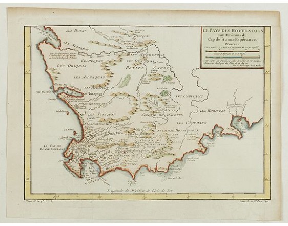 BELLIN, J.N. - Le Pays des Hottentots aux environs du Cap de Bonne Espérance. . . BELLIN, J.N. - Le Pays des Hottentots aux environs du Cap de Bonne Espérance. . .