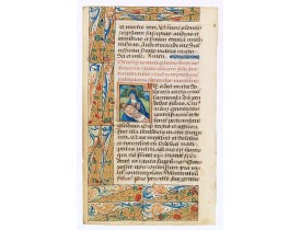 BOOK OF HOURS -  Leaf of vellum, from a manuscript book of hours.