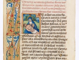 BOOK OF HOURS -  Leaf of vellum, from a manuscript book of hours.