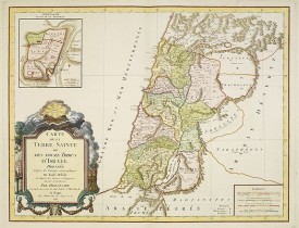 DE L'ISLE/ DEZAUCHE. -  Carte de La Terre Sainte ou des douze tribus d'Israel..