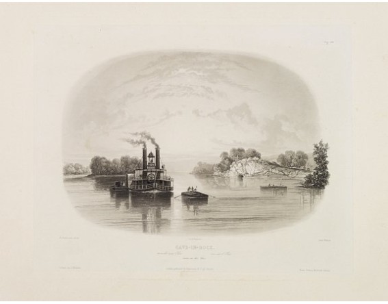BODMER, C. - Cave in Rock- view on the Ohio. BODMER, C. - Cave in Rock- view on the Ohio.
