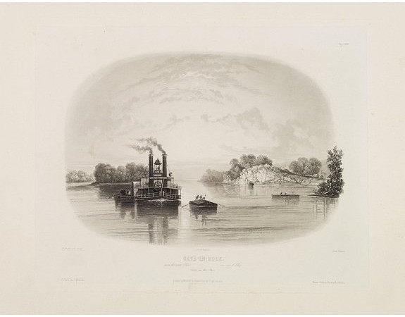 BODMER, C. - Cave in Rock- view on the Ohio. BODMER, C. - Cave in Rock- view on the Ohio.