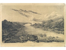 VON SIEBOLD, P. Fr. B. - Gezigt op de haven en de baai van Nagasaki..