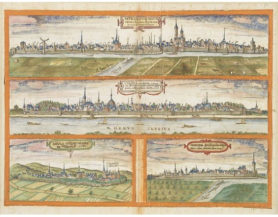 BRAUN, G. / HOGENBERG, F. -  Novesium vulgo Neus - Verona nunc Bonn - Brula - Sontina, Zunsz Oppidum. . .