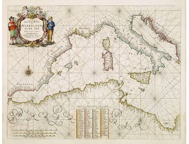 GOOS, P. -  Pascaerte Van't Westelyckste der Middelandsche Zee.. GOOS, P. -  Pascaerte Van't Westelyckste der Middelandsche Zee..