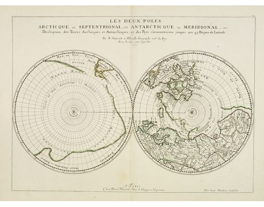 SANSON, N. / MARIETTE, P. - Les deux poles articque ou septentrional et antarcticque. SANSON, N. / MARIETTE, P. - Les deux poles articque ou septentrional et antarcticque.