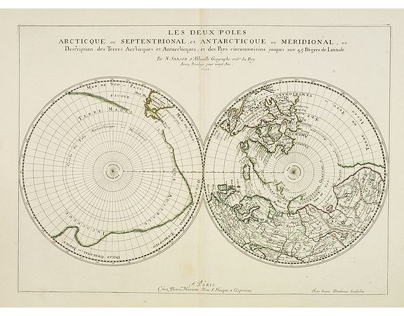 SANSON, N. / MARIETTE, P. -  Les deux poles articque ou septentrional et antarcticque.