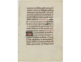 BOOK OF HOURS -  Leaf on vellum from a manuscript Book of Hours.