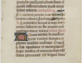 BOOK OF HOURS -  Leaf on vellum from a manuscript Book of Hours.