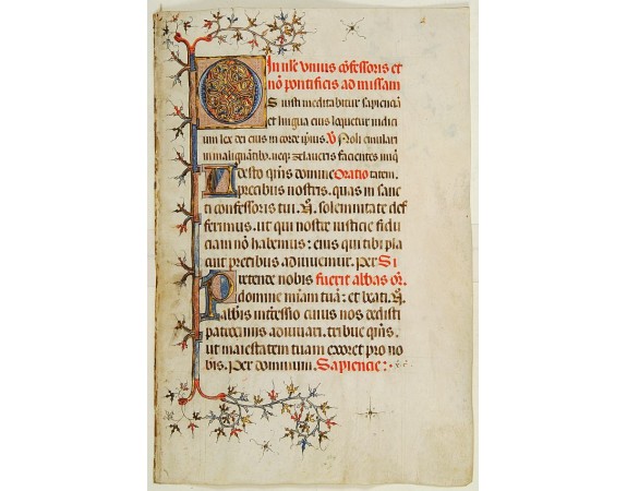 MISSAL. -  Leaf on vellum from a Missal.
