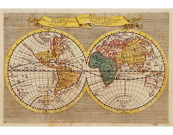 JONGE, N. -  Globus terrestris, det er Jordens Klode forestillende Verdens IV Dele.