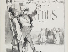 DAUMIER, H. -  Société du Clystère. Robert Macaire  philantrope. Vois-tu Bertrand...(Plate 2)