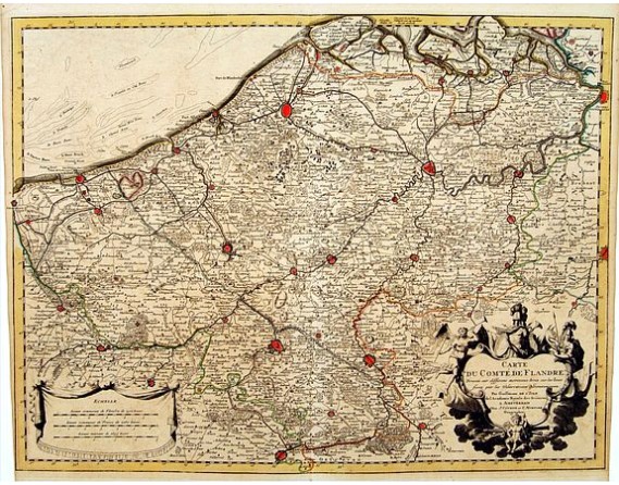 COVENS, J. / MORTIER, C. - Carte du Comté de Flandre, Dressée sur differens.. COVENS, J. / MORTIER, C. - Carte du Comté de Flandre, Dressée sur differens..