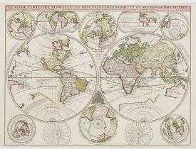 CORONELLI, V. / DE TILLEMONT. / NOLIN. -  Le Globe Terrestre Represente en Devx Plans Hemispheres, …