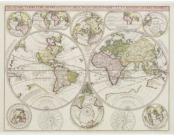 CORONELLI, V. / DE TILLEMONT. / NOLIN. - Le Globe Terrestre Represente en Devx Plans Hemispheres, … CORONELLI, V. / DE TILLEMONT. / NOLIN. - Le Globe Terrestre Represente en Devx Plans Hemispheres, …