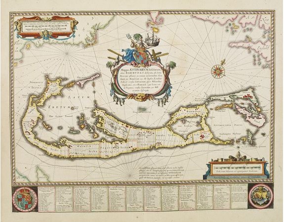 BLAEU, W. - Mappa Aestivarum Insularum alias Barmudas. BLAEU, W. - Mappa Aestivarum Insularum alias Barmudas.