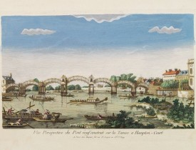 HUQUIER. -  Vüe Perspective du Pont neuf construit sur la tamise a Hampton-Court.