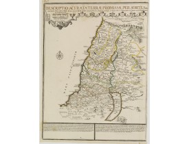 LA RUE, Philippe de / FER, N. de. / DANET. -  Descriptio acurata Terrae Promissae per sortes XII..