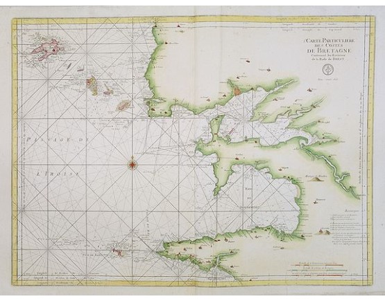 DÉPÔT GÉNÉRAL DE LA MARINE. - 5e Carte Particulière des Costes de Bretagne contenant les environs de la Rade de Brest. . . N°25. DÉPÔT GÉNÉRAL DE LA MARINE. - 5e Carte Particulière des Costes de Bretagne contenant les environs de la Rade de Brest. . . N°25.
