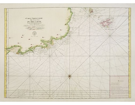 DÉPÔT GÉNÉRAL DE LA MARINE. - 4.me Carte Particulière des Costes de Bretagne depuis l'Anse de Goulven jusqu'a l' Isle d' Ouessant. . . N°24. DÉPÔT GÉNÉRAL DE LA MARINE. - 4.me Carte Particulière des Costes de Bretagne depuis l'Anse de Goulven jusqu'a l' Isle d' Ouessant. . . N°24.