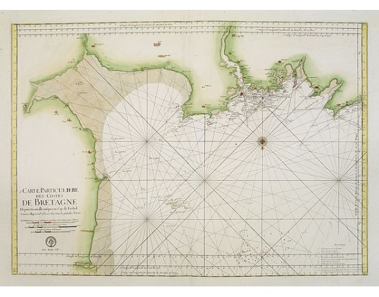 DÉPÔT GÉNÉRAL DE LA MARINE. - Carte Particulière des Costes de Bretagne depuis Granville jusques au Cap de Frehel. . . N°21. DÉPÔT GÉNÉRAL DE LA MARINE. - Carte Particulière des Costes de Bretagne depuis Granville jusques au Cap de Frehel. . . N°21.