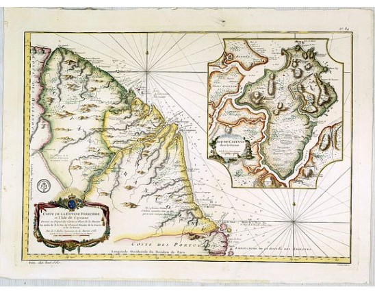 BELLIN, J.N. -  Carte de la Guyane Françoise et l'Isle de Cayenne..