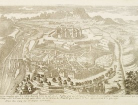 CRÉPY, Etienne-Louis. -  Le Château Dauphin avec les retranchement foreé le 18. et 19. Juillet par les troupes francoises et Despagne reunie..