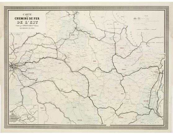 NAPOLÉON CHAIX. - Carte des Chemins de Fer de l'Est. NAPOLÉON CHAIX. - Carte des Chemins de Fer de l'Est.
