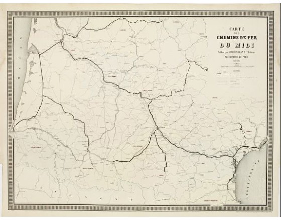 NAPOLÉON CHAIX. - Carte des Chemins de Fer du Midi. NAPOLÉON CHAIX. - Carte des Chemins de Fer du Midi.