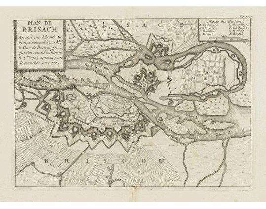 PUTHAUX. - Plan de Brisach Assiegé par l'Armée du Roi, commandée par Mgr. Le Duc de Bourgogne.. PUTHAUX. - Plan de Brisach Assiegé par l'Armée du Roi, commandée par Mgr. Le Duc de Bourgogne..