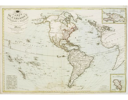 BASSET. - Carte de L'Amérique Septentrionale et Méridionale ou se trouvent les Découvertes les plus nouvelles.. BASSET. - Carte de L'Amérique Septentrionale et Méridionale ou se trouvent les Découvertes les plus nouvelles..