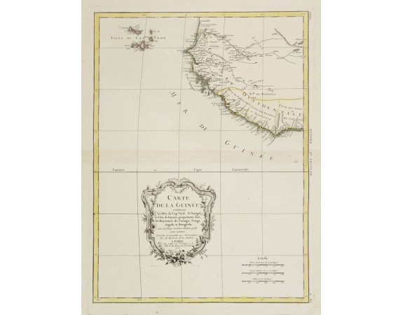 LATTRÉ, J. / BONNE, R. - Carte de la Guinée contenant les Isles du Cap Verd, le Senegal.. LATTRÉ, J. / BONNE, R. - Carte de la Guinée contenant les Isles du Cap Verd, le Senegal..