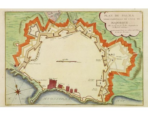 DE FER, N. - Plan de Palma ville capitalle de l'Isle de Majorque. DE FER, N. - Plan de Palma ville capitalle de l'Isle de Majorque.
