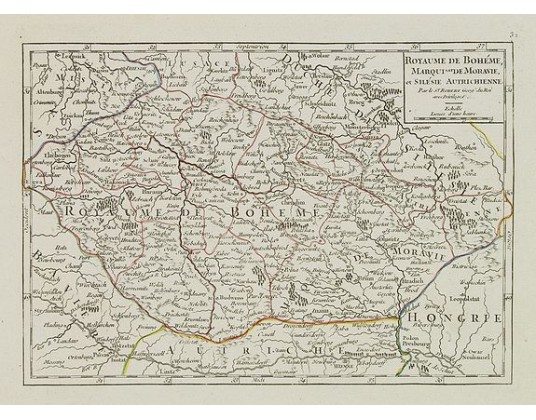 ROBERT DE VAUGONDY, G. - Royaume de Bohéme, Marquisat de Moravie, et Silésie Autrichenne. ROBERT DE VAUGONDY, G. - Royaume de Bohéme, Marquisat de Moravie, et Silésie Autrichenne.