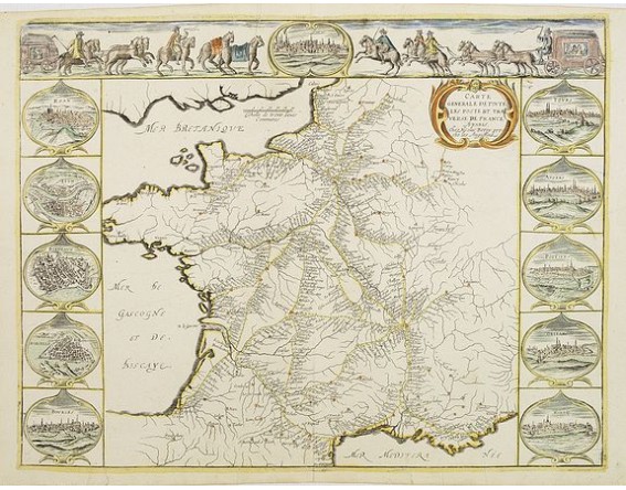 BEREY, N. -  Carte Generalle de toute les poste et traverse de France.