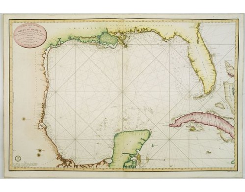 DÉPÔT GÉNÉRAL DE LA MARINE. - Carte des cotes du Golfe du Mexique.. DÉPÔT GÉNÉRAL DE LA MARINE. - Carte des cotes du Golfe du Mexique..