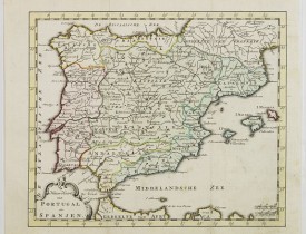 KEIZER, J./  DE LAT, J. -  Nieuwe Kaart van Portugal en Spanjen.
