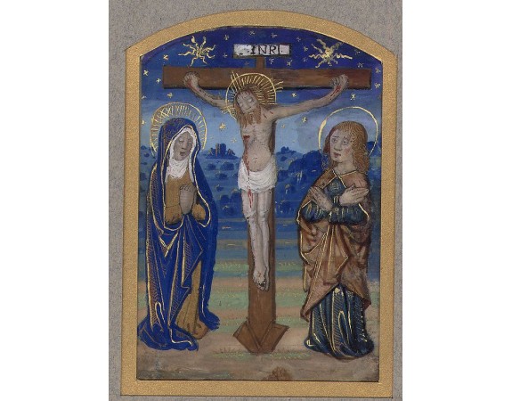 BOOK OF HOURS - The Crucifixion.  [A fragment from the Crucifixion].