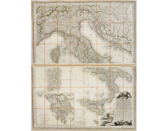 ORGIAZZI, J. A. - Carte Statistique, Politique, et Minéralogique de l'Italie où sont tracées toutes les routes, relais, et distances de postes… ORGIAZZI, J. A. - Carte Statistique, Politique, et Minéralogique de l'Italie où sont tracées toutes les routes, relais, et distances de postes…