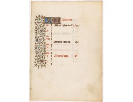 BOOK OF HOURS - A manuscript leaf from a Book of Hours.