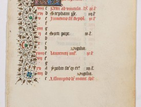 BOOK OF HOURS -  A manuscript leaf from a Book of Hours.