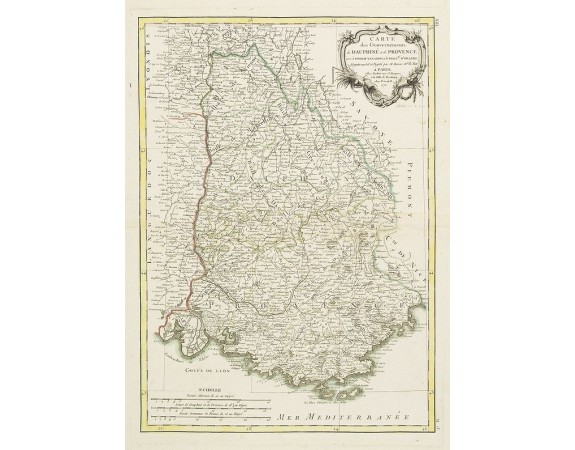 BONNE, R. -  Carte des Gouvernements de Dauphiné et de Provence. . . Planche n° XIII.