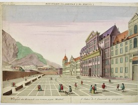 LEIZELT, B.F. -  Prospect des Escurials von vornen gegen Madrid / L’entrée de l’Escurial, en perspective.