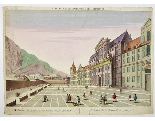 LEIZELT, B.F. -  Prospect des Escurials von vornen gegen Madrid / L’entrée de l’Escurial, en perspective.